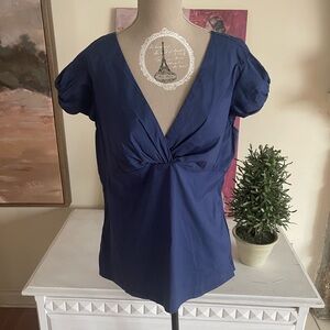 Ann Taylor Blue Short Sleeve Blouse